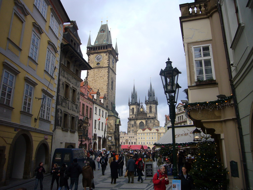 Old Town Square, with the Church of Our Lady before Týn, the Goltz-Kinský Palace, the Old Town Hall with the Prague Astronomical Clock and the House at the Minute