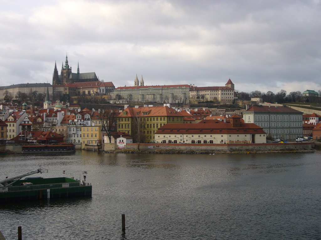 Prague Castle, with the St. Vitus Cathedral, and the river Vltava