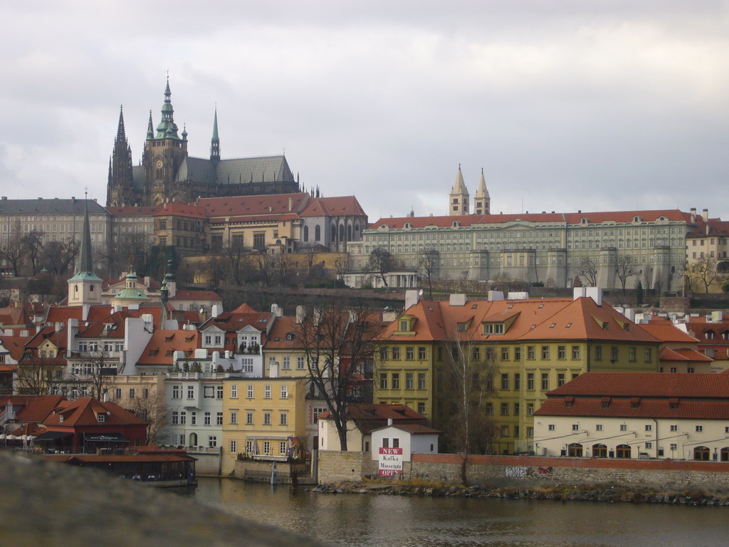 Prague Castle, with the St. Vitus Cathedral, and the river Vltava