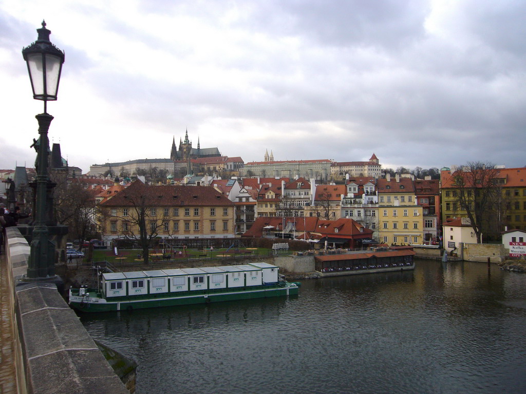 Prague Castle, with the St. Vitus Cathedral, and the river Vltava, from Charles Bridge