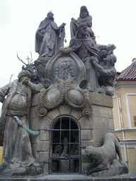 The statue of St. John of Matha, St. Felix of Valois and St. Ivan, at Charles Bridge