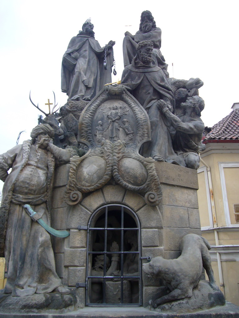 The statue of St. John of Matha, St. Felix of Valois and St. Ivan, at Charles Bridge