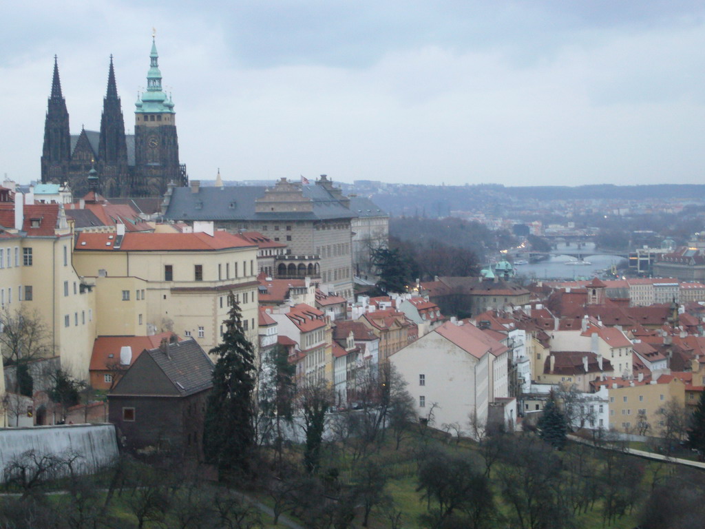 View on the St. Vitus Cathedral and the city center from Úvoz Street