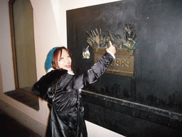 Miaomiao at the Velvet Revolution Memorial at Narodni Street