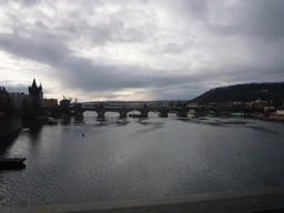 View on Charles Bridge and the Vltava river, from the Bridge of Legions