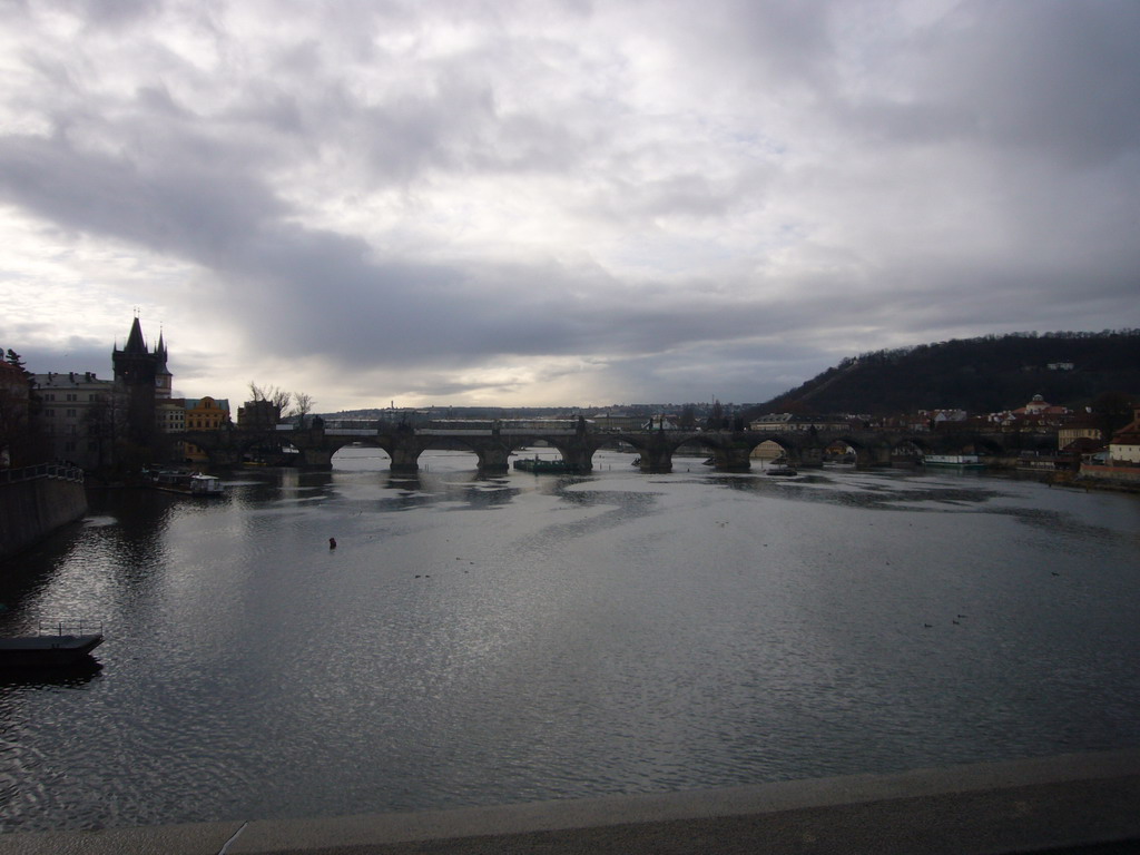 View on Charles Bridge and the Vltava river, from the Bridge of Legions