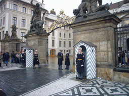 Guards at the entrance to Prague Castle