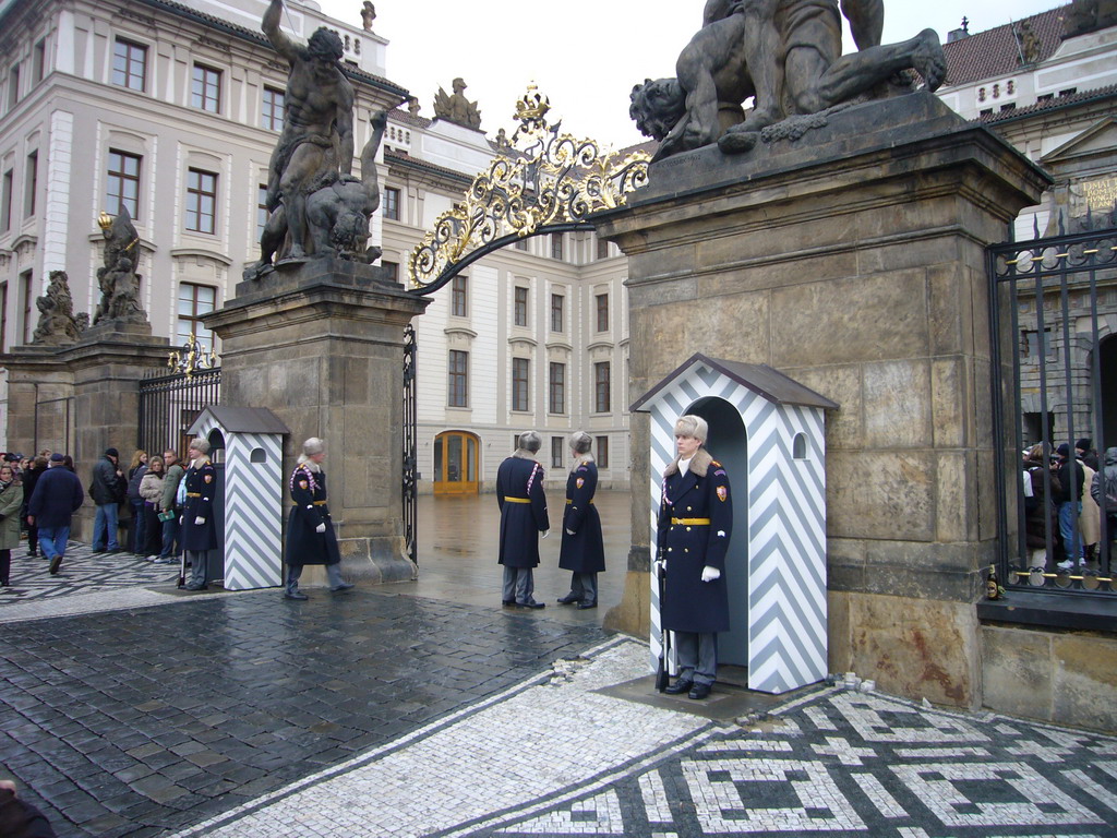 Guards at the entrance to Prague Castle