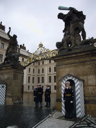 Guards at the entrance to Prague Castle
