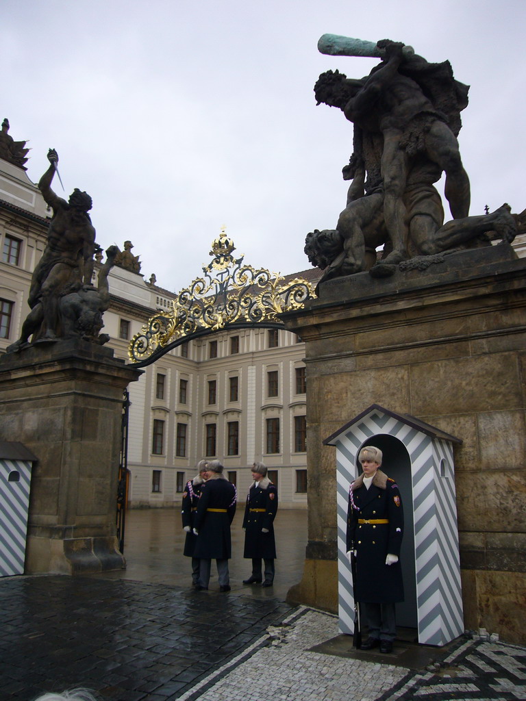 Guards at the entrance to Prague Castle