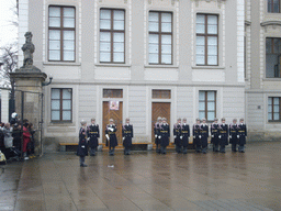 Changing of the guards, at the First Castle Courtyard of Prague Castle