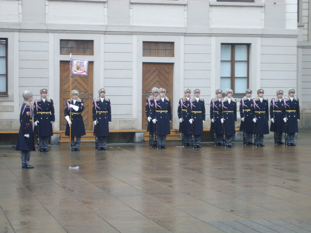 Changing of the guards, at the First Castle Courtyard of Prague Castle