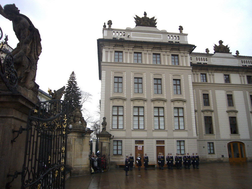 Changing of the guards, at the First Castle Courtyard of Prague Castle