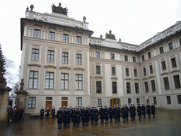 Changing of the guards, at the First Castle Courtyard of Prague Castle