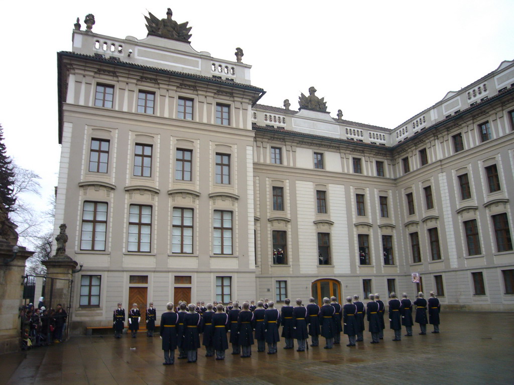 Changing of the guards, at the First Castle Courtyard of Prague Castle