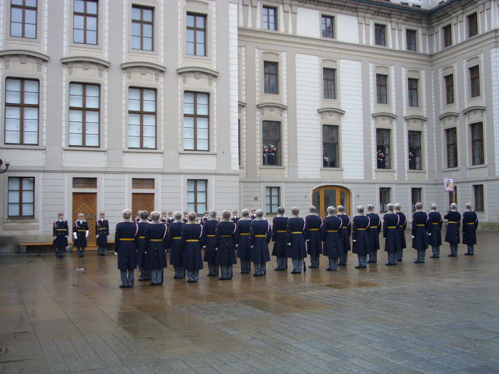 Changing of the guards, at the First Castle Courtyard of Prague Castle