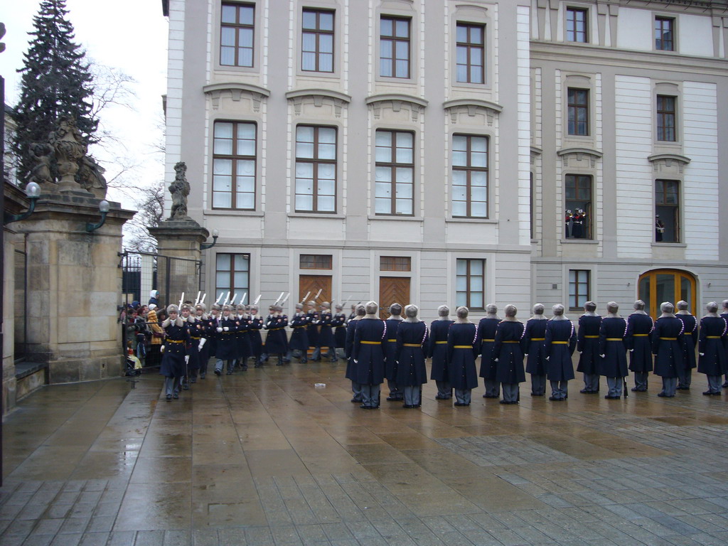 Changing of the guards, at the First Castle Courtyard of Prague Castle