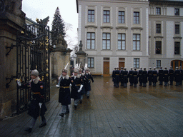 Changing of the guards, at the First Castle Courtyard of Prague Castle