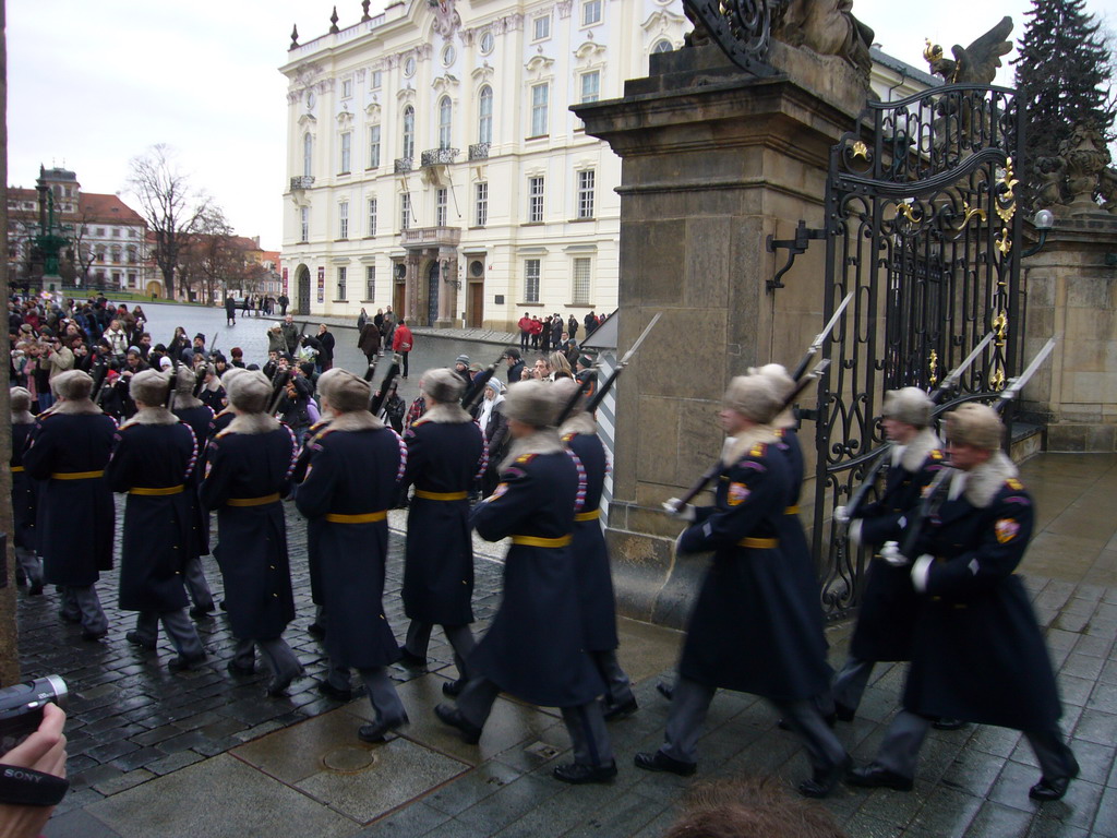 Changing of the guards, at the First Castle Courtyard of Prague Castle