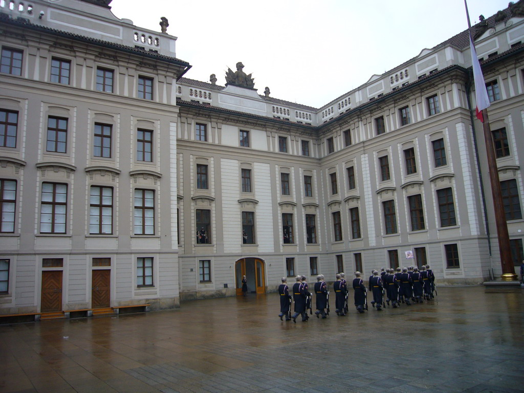 Changing of the guards, at the First Castle Courtyard of Prague Castle