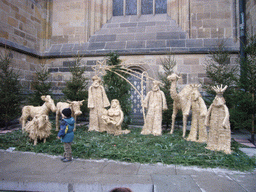 The Nativity of Jesus, made of hay, in front of St. Vitus Cathedral, on the Third Castle Courtyard of Prague Castle