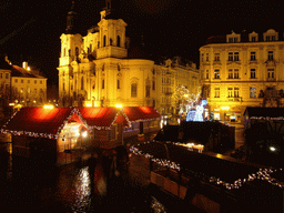 Old Town Square, with St. Nicholas Church, at christmas night