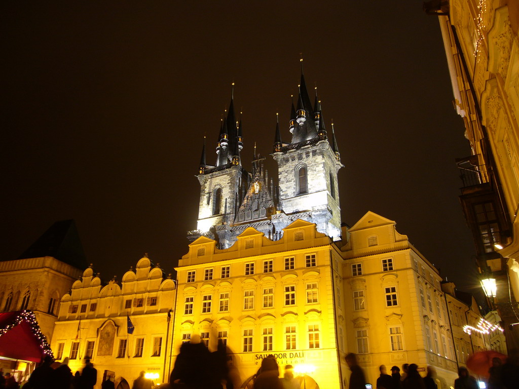 The Church of Our Lady before Týn and the Goltz-Kinský Palace, at christmas night