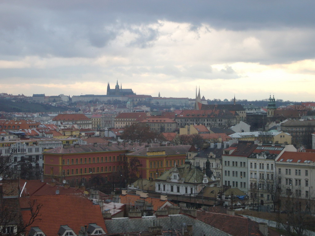 View on Prague Castle, with the St. Vitus Cathedral, from Vyehrad