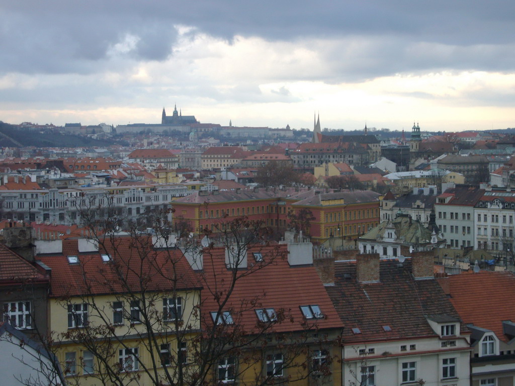 View on Prague Castle, with the St. Vitus Cathedral, from Vyehrad