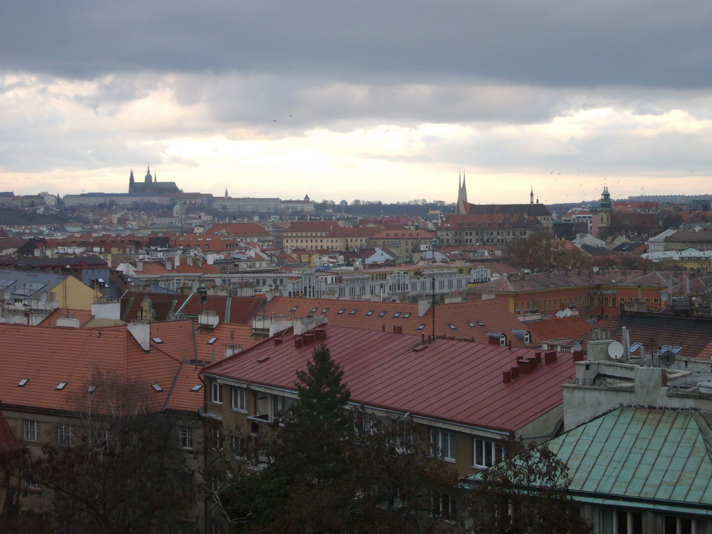 View on Prague Castle, with the St. Vitus Cathedral, from Vyehrad