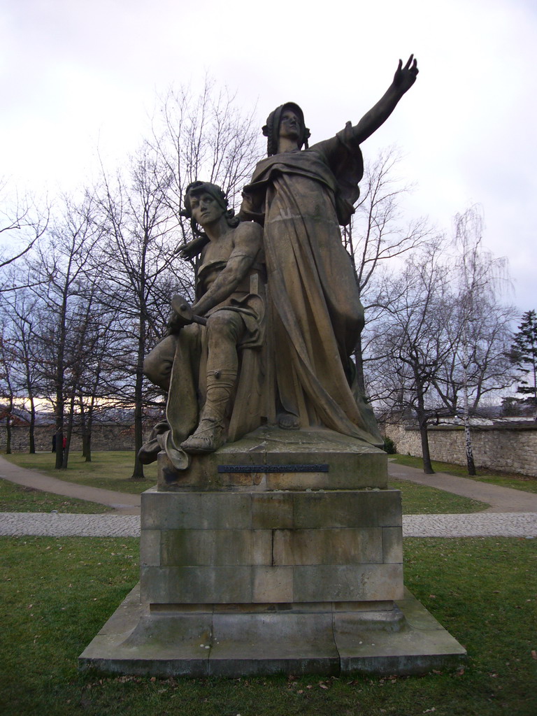 The sculpture `Premysl and Libue` by Josef Václav Myslbek, at Vyehrad