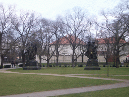The sculptures `Záboj and Slavoj` and `Ctirad and árka` by Josef Václav Myslbek, at Vyehrad