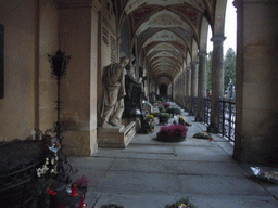 Sculptures in a hallway of the Vyehrad Cemetery