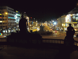 Wenceslas Square, viewed from the National Museum, by night