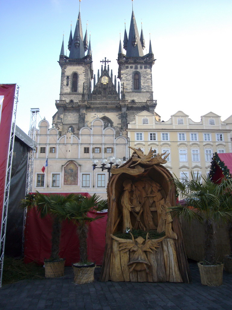 Christmas market, the Goltz-Kinský Palace and the Church of Our Lady before Týn
