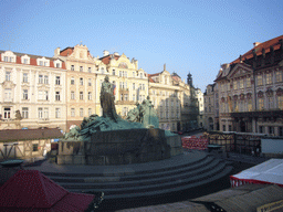 Old Town Square, with the Jan Hus Memorial and the Goltz-Kinský Palace