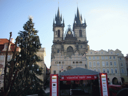 Old Town Square, with a christmas tree and the Church of Our Lady before Týn