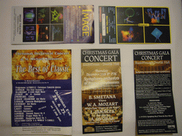 Flyers of the Black Light Theatre `Image`, the concert `The Best of Classic` and the Christmas Gala Concert.