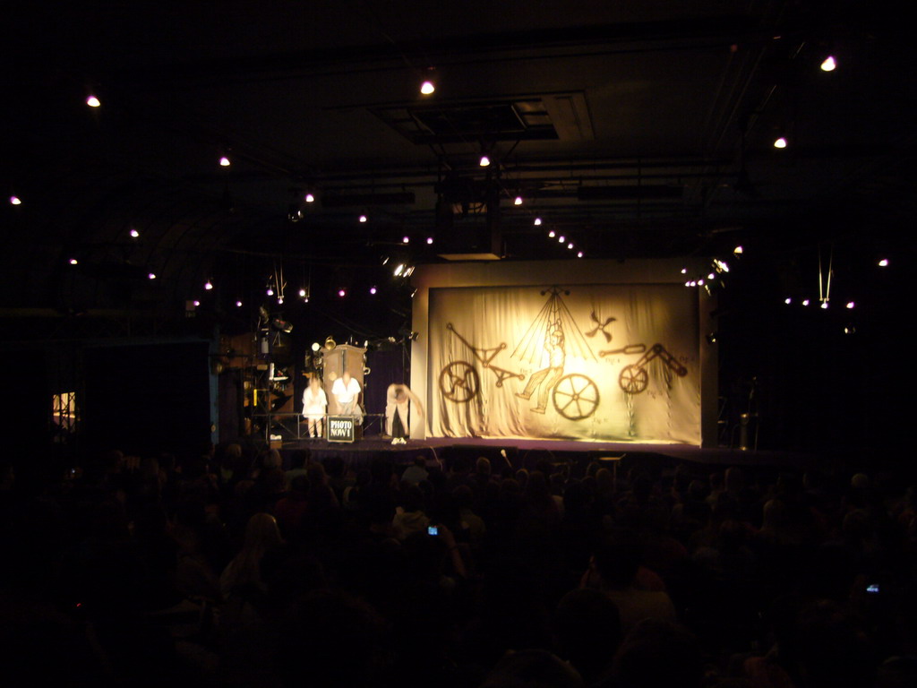 Inside the Black Light Theatre `Image`, during the show `Cabinet`