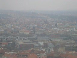 View on the Prague Main railway station and the city center from the ikov Television Tower