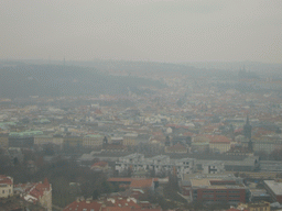 View on the Prague Main railway station and the city center from the ikov Television Tower