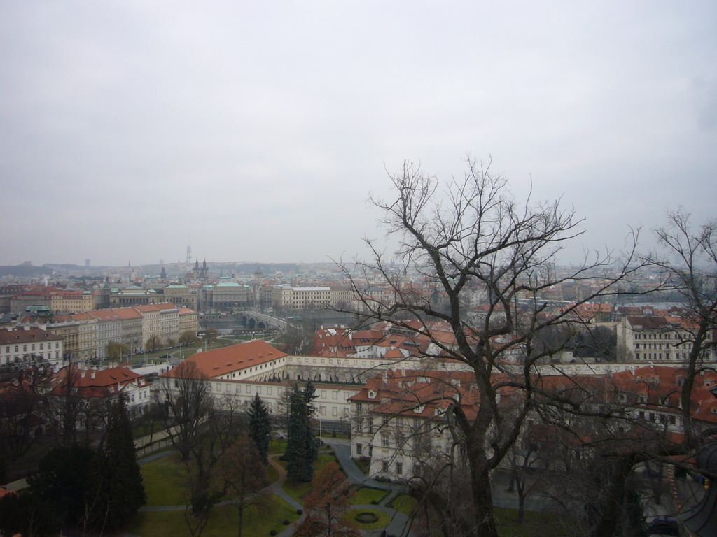 View from the Old Castle Stairs on the Wallenstein Palace (Valdtejnský palác) and the city center