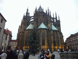 St. Vitus Cathedral and St. George Square with a christmas tree