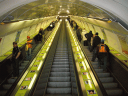 Long escalator in a metro station