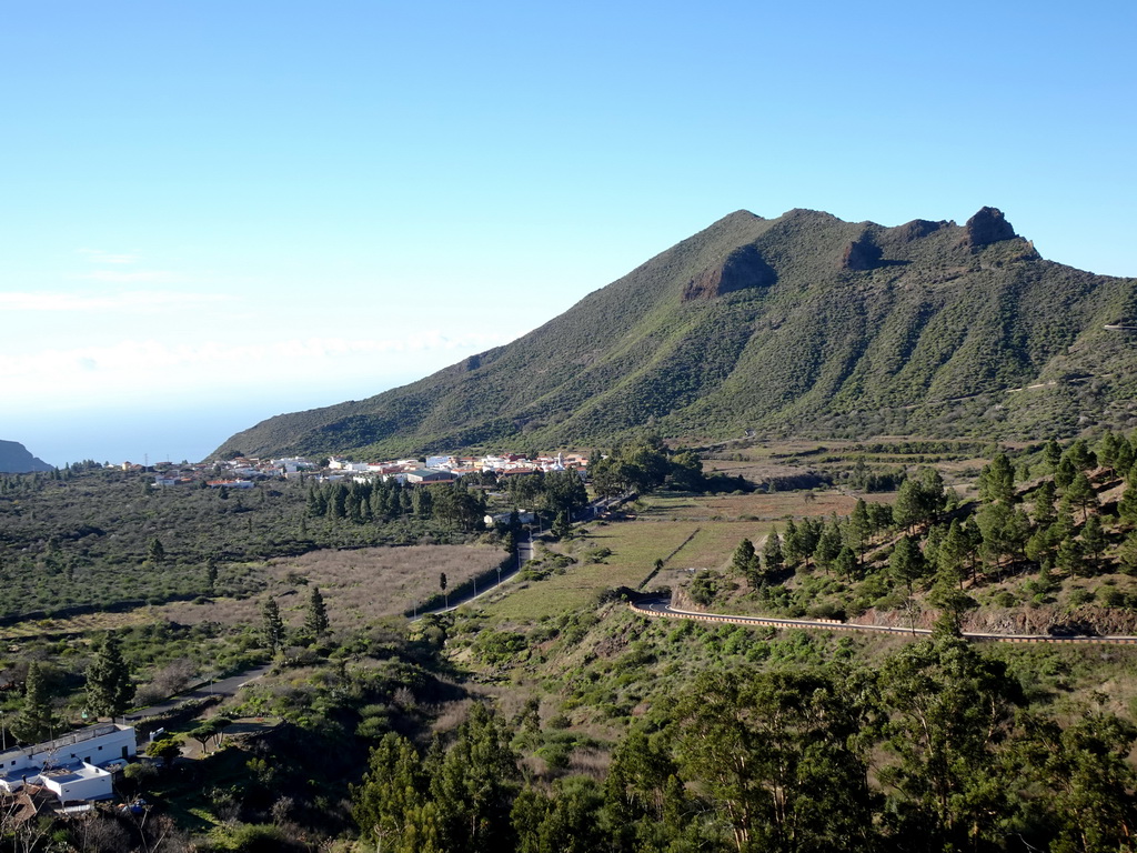 The town of Santiago del Teide and hills on the west side of the island, viewed from a parking place along the TF-82 road just north of the town of Santiago del Teide