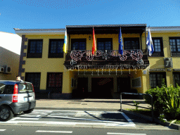 Front of the Town Hall at the Avenida Príncipes de España street in the town center of El Tanque, viewed from the rental car