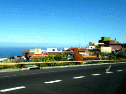 Houses on the south side of the town of Icod de los Vinos, viewed from the rental car on the TF-5 road