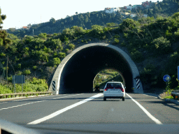 Tunnel at the TF-5 road on the east side of the town of Icod de los Vinos, viewed from the rental car