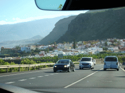 The town of San Juan de la Rambla, viewed from the rental car on the TF-5 road on the west side of the town