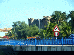 Building at Los Realejos, viewed from the rental car on the TF-5 road